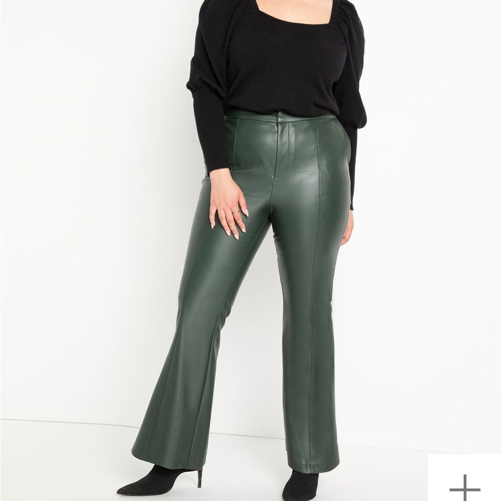 Eloquii Forest Green Flare Pants - Picture 2 of 6